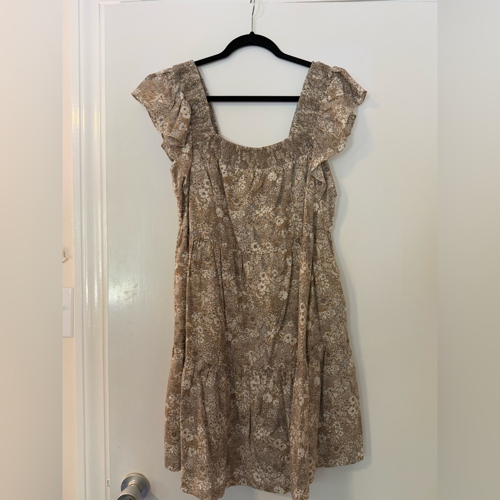 Ces Femme Brown Floral Smocked Dress